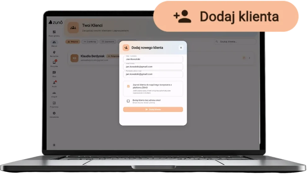 Dodawanie nowego pacjenta w panelu ZUNO PRO